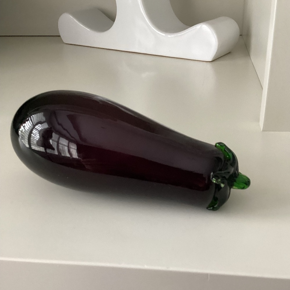 Vintage 2000’S Murano Glass Eggplant Aubergine Vegetable Decorative 6.5 inches